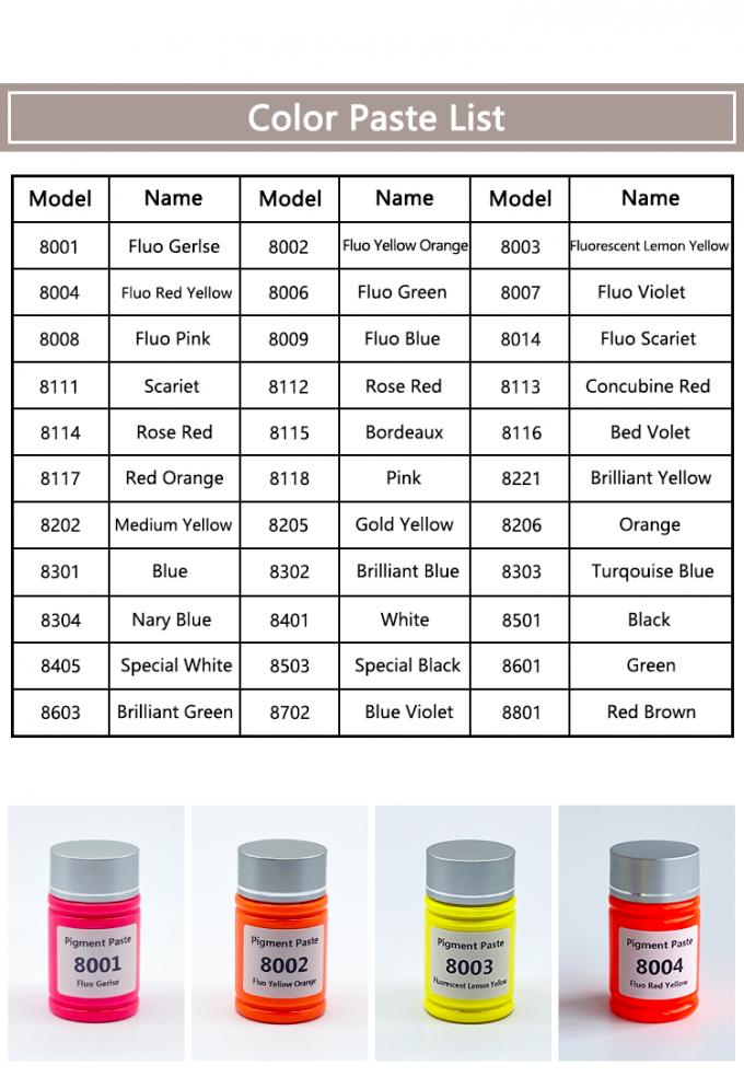 Factory Supply Water Based Fluorescent Scariet Tinting Color Pigment Paste for Coating Silk Screen Printing 8