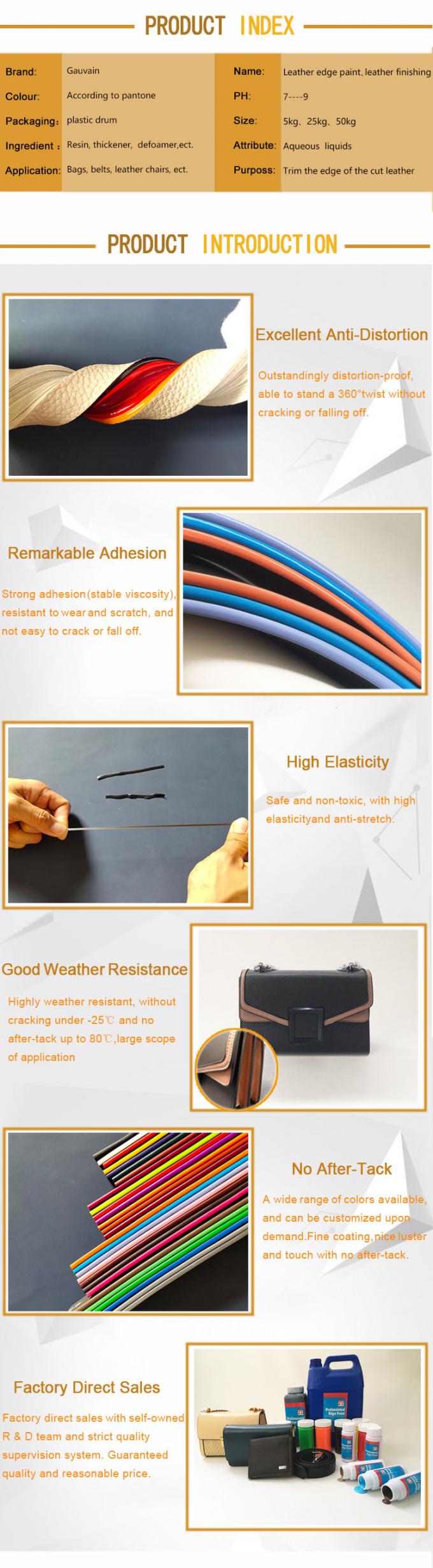 Water Based Leather Edge Coating Paint for PU Leather Bag Wallet Shoes Belt Color Edge Ink 4